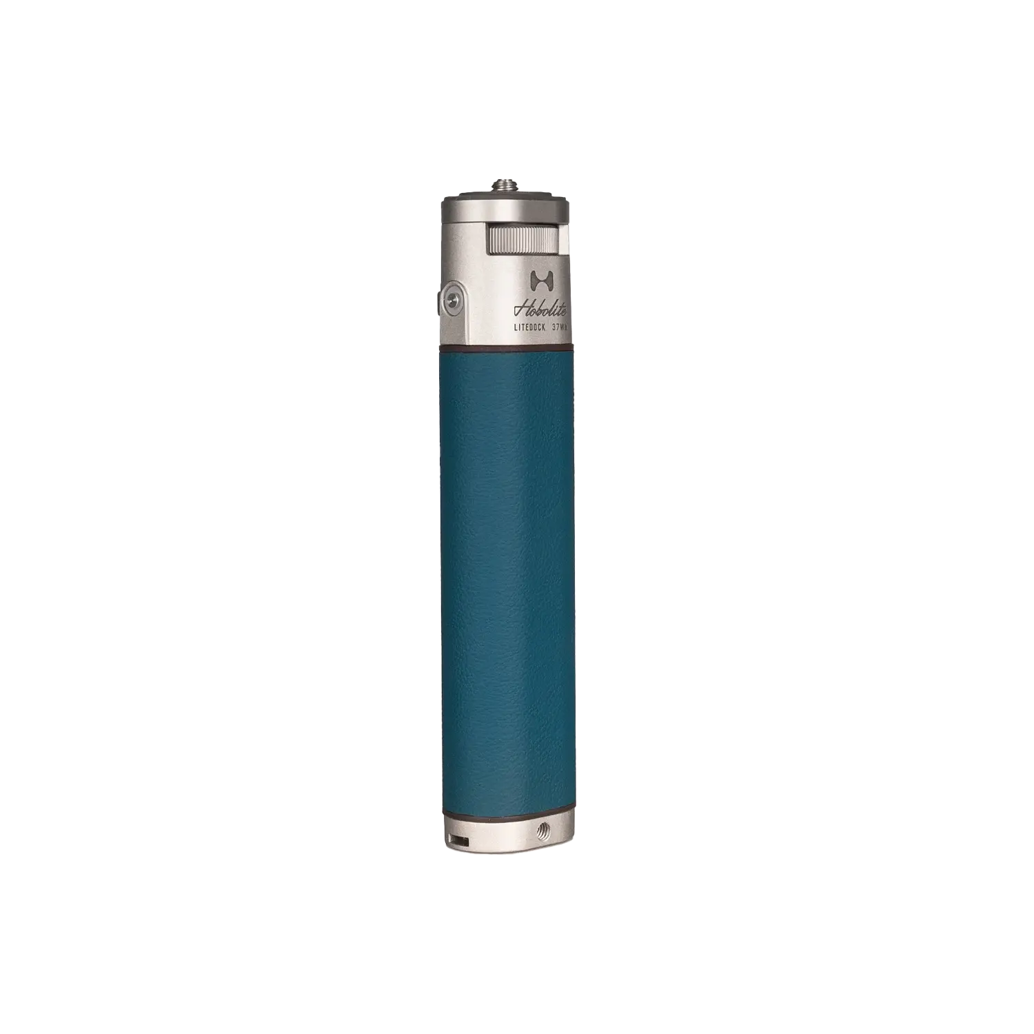 Hobolite LiteDock-X portable power station with teal vegan leather grip and silver aluminum body.