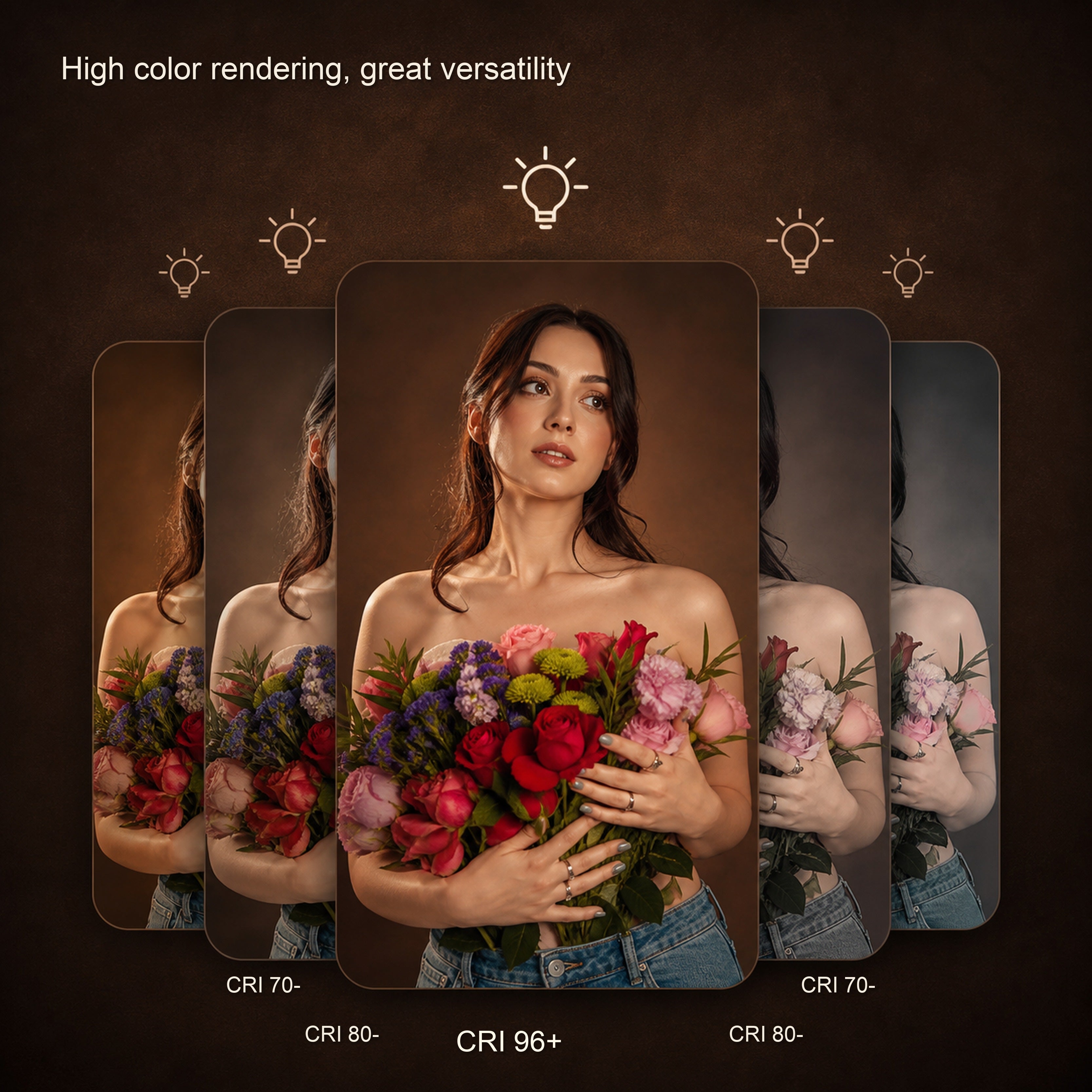 Harlowe Mini II-X color rendering and portrait lighting example