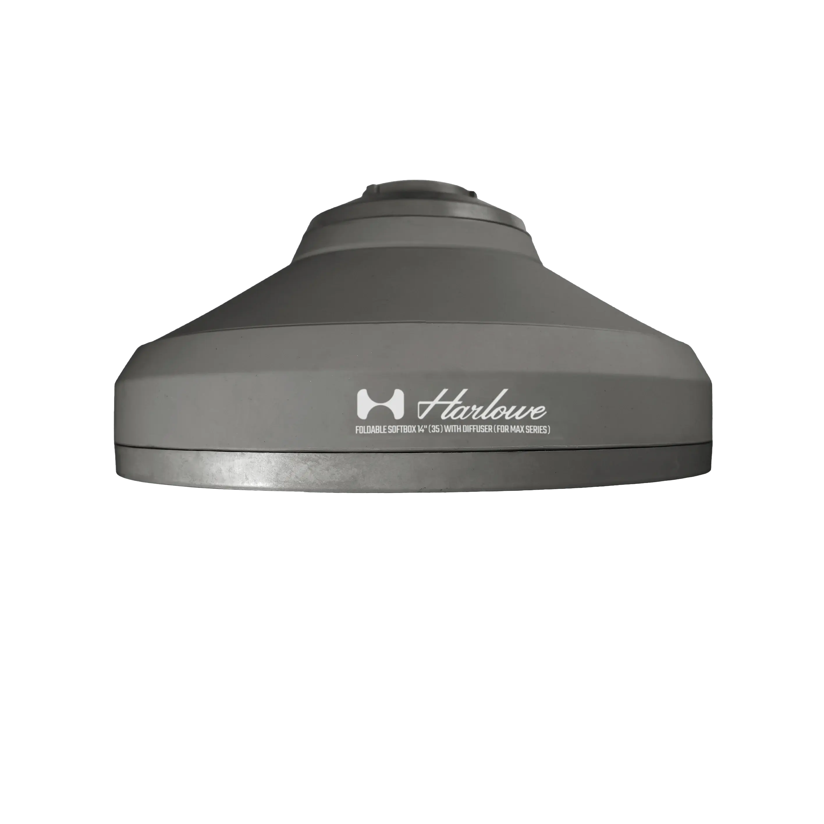 Harlowe 14 inch foldable softbox with diffuser for Max Series lights, gray with logo.