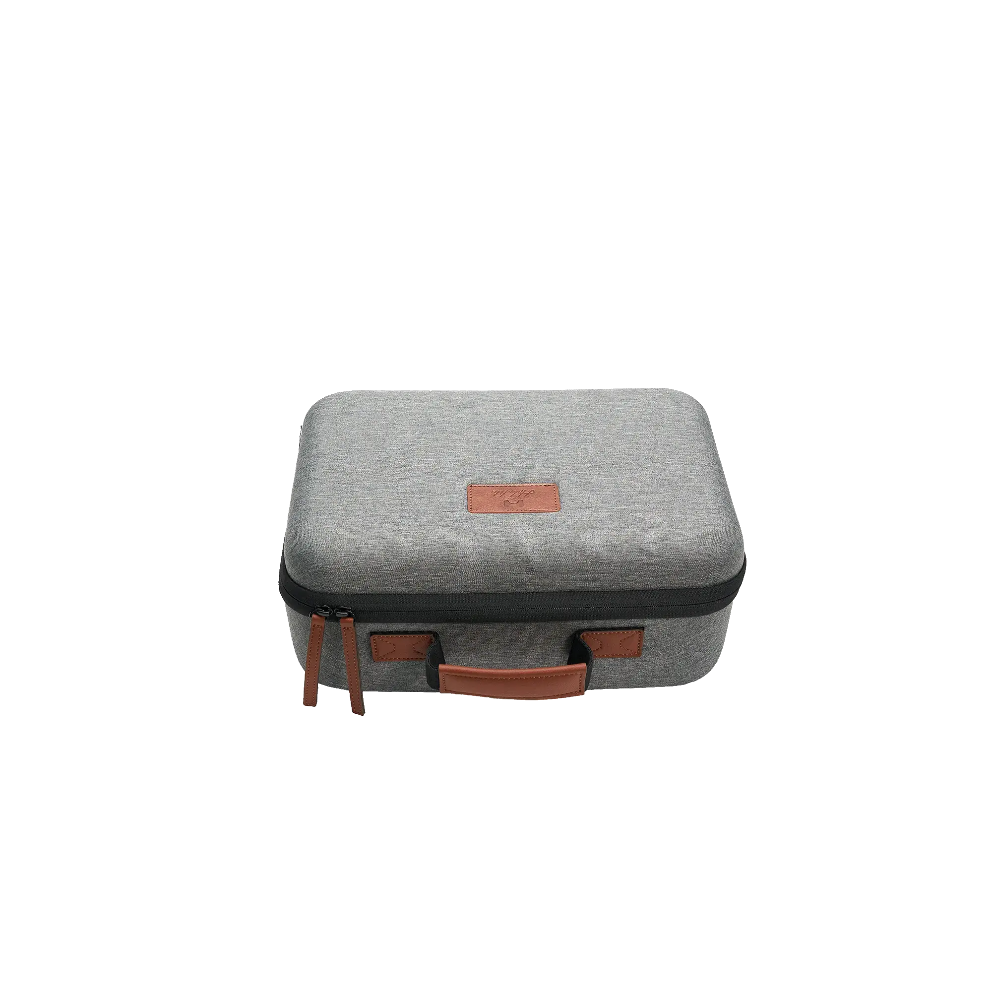Gray Harlowe Max 80W Creator Kit Case with brown leather handles and logo patch for product appearance.