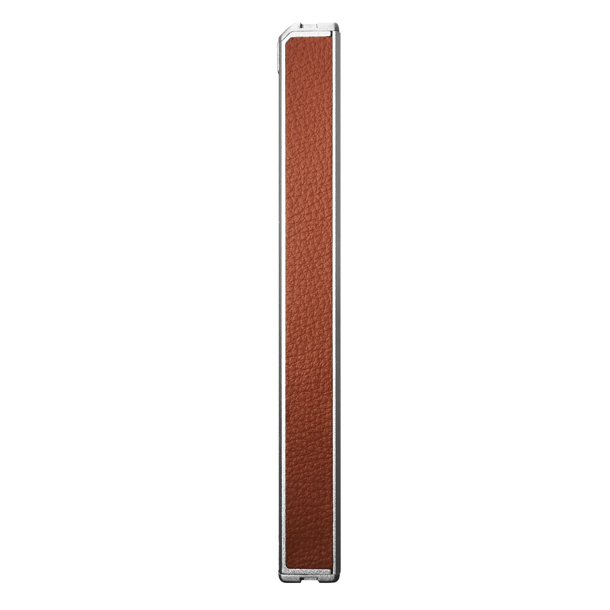 Harlowe Blade 5 Tube Light with brown leather-like finish and silver trim on black background.