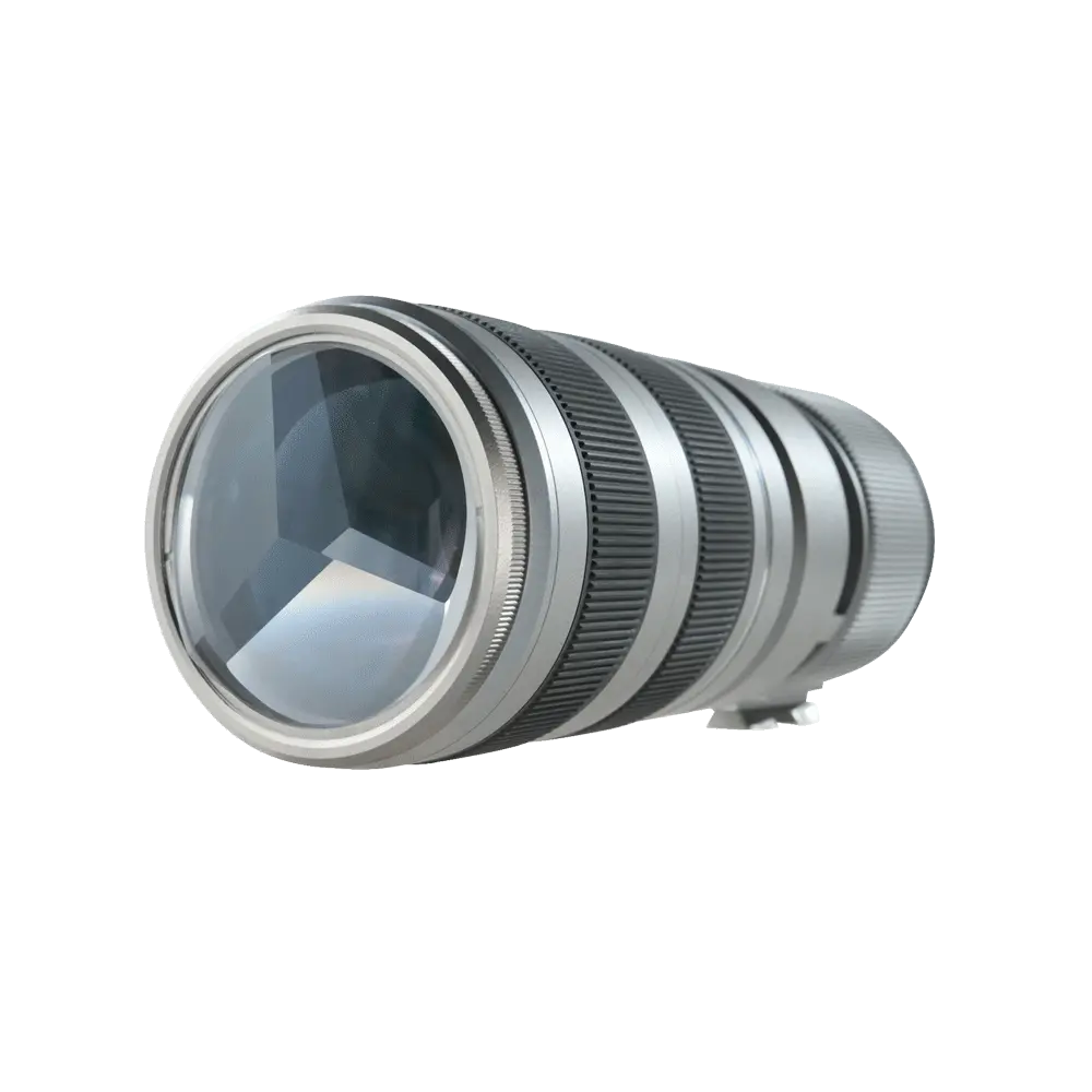 Harlowe Gobo & Lens FX Creator Kit lens with multi-faceted glass and silver rings for cinematic lighting effects.