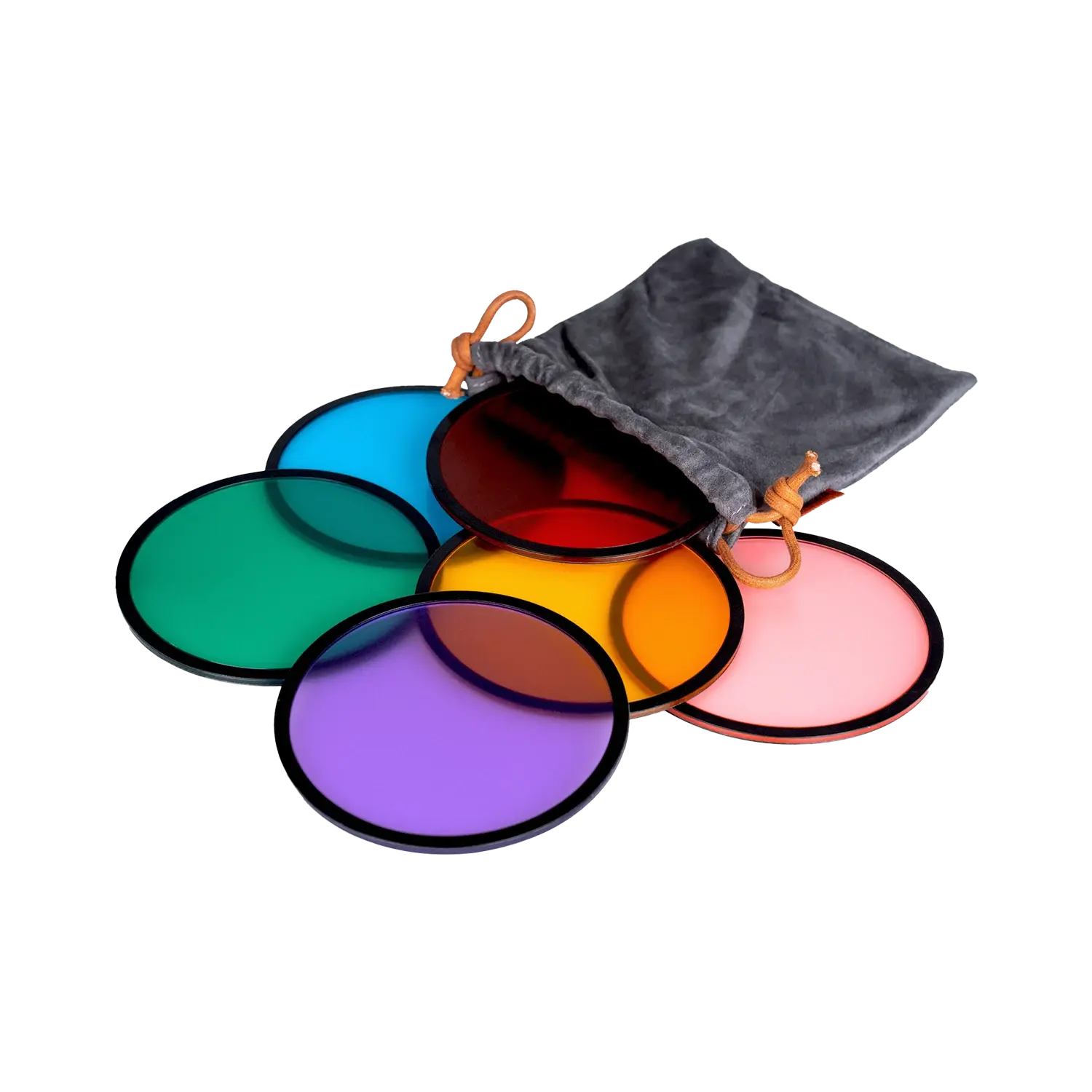 Hobolite Avant Color Gels: red, blue, green, orange, purple, pink spilling from grey pouch.