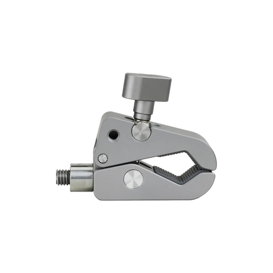 Hobolite The Claw Clamp, silver cast aluminum clamp with textured grip and tightening knob, attaches to light stands.