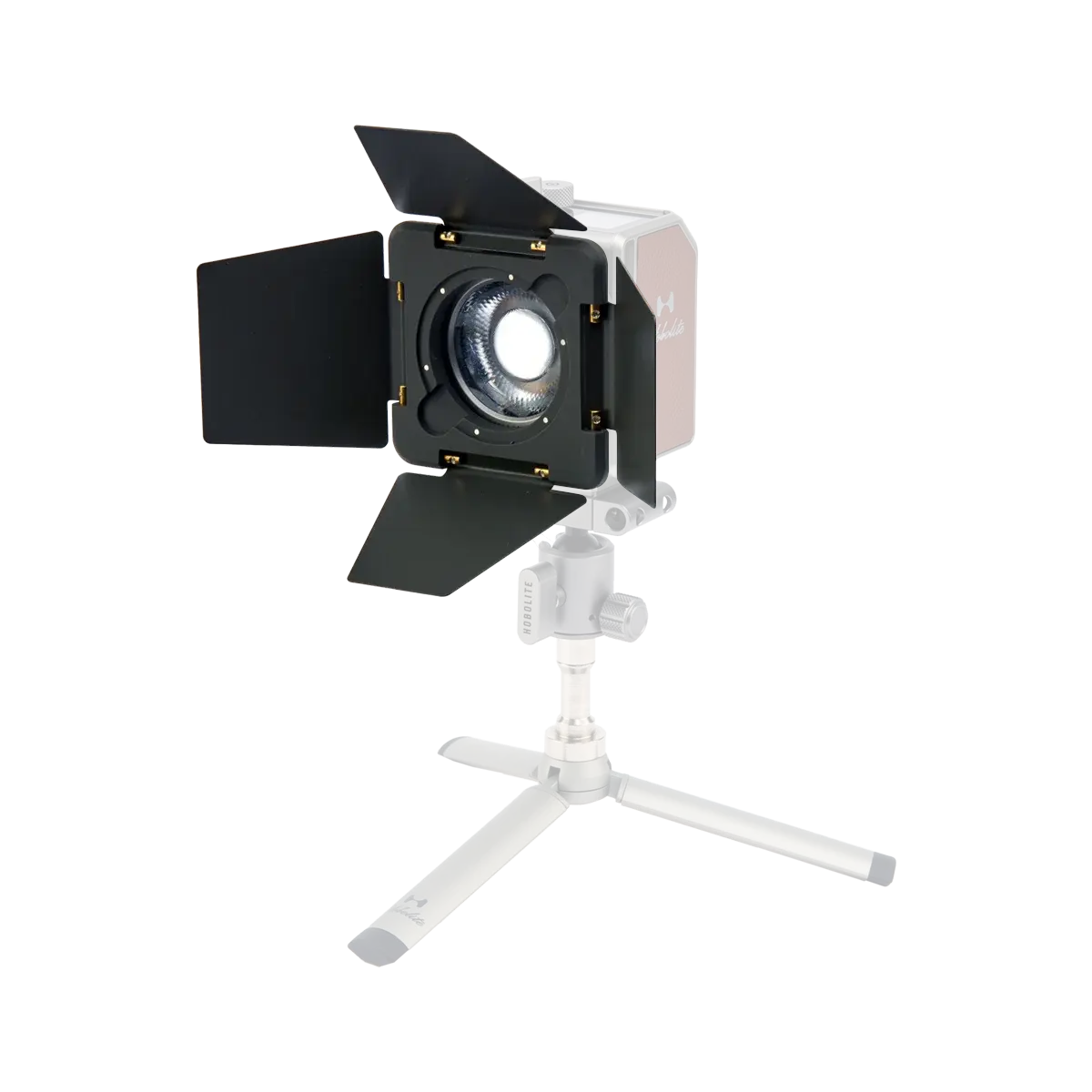 Hobolite Mini Barndoor Set with adjustable flaps and diffuser, designed for photography lighting control.