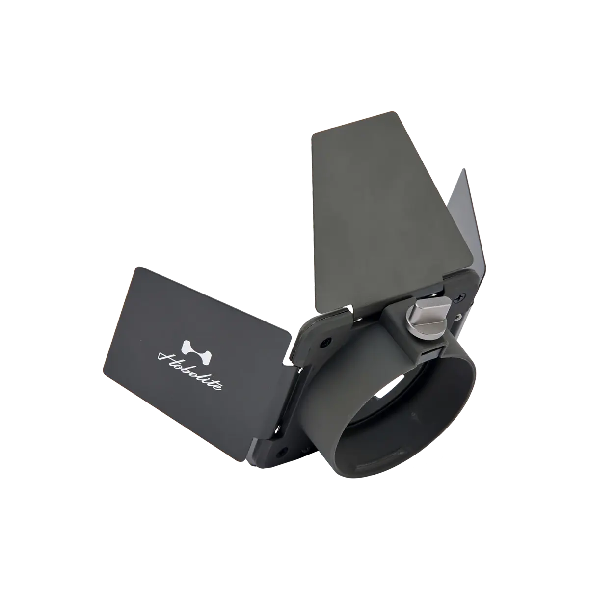 Hobolite Mini Barndoor set featuring adjustable barn doors and logo on a neutral background.