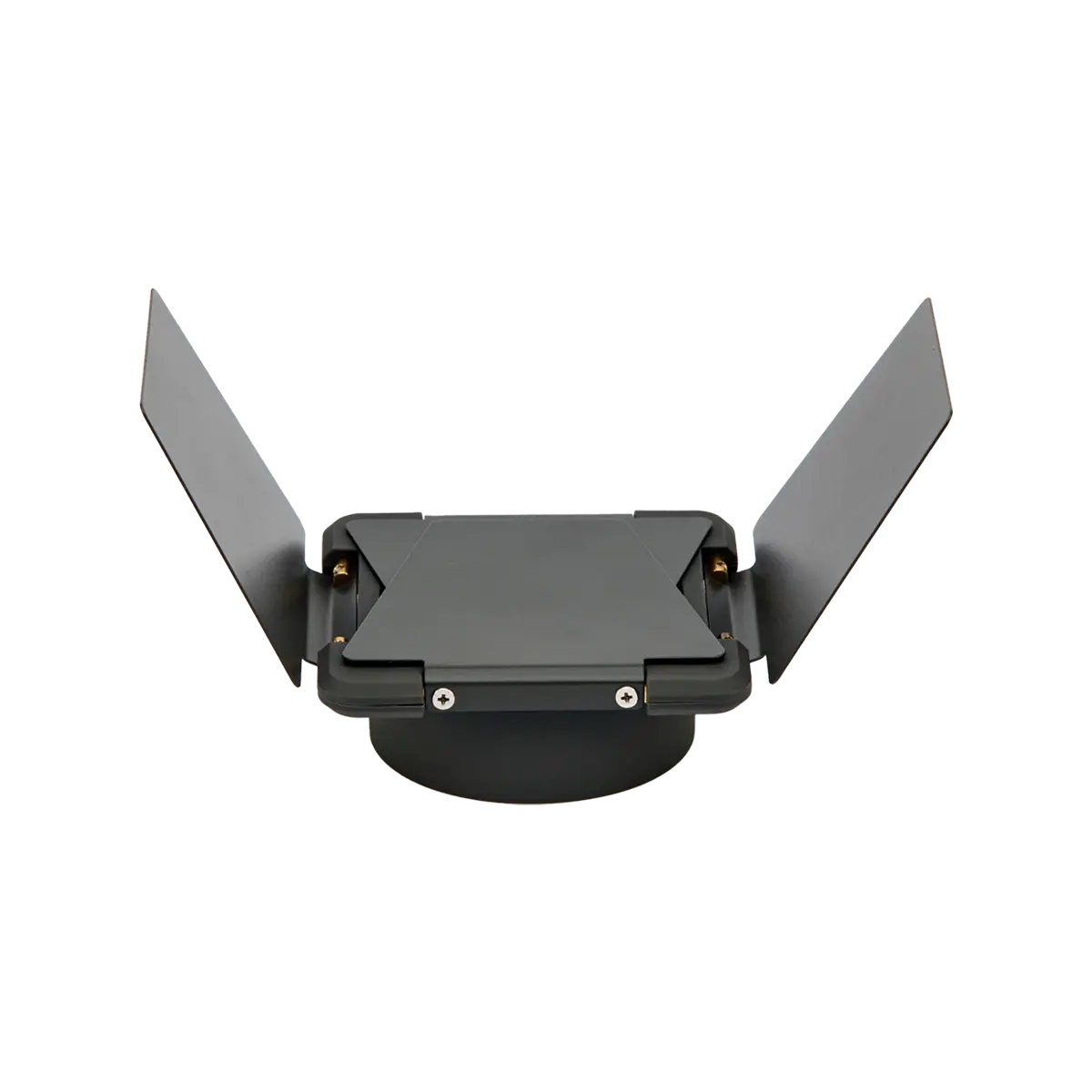 Hobolite Mini Barndoor with adjustable black side flaps and central mount for versatile lighting control.