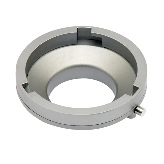 Hobolite Avant Bowens Mount Adaptor crafted from silver cast aluminum with a satin finish and locking knob.