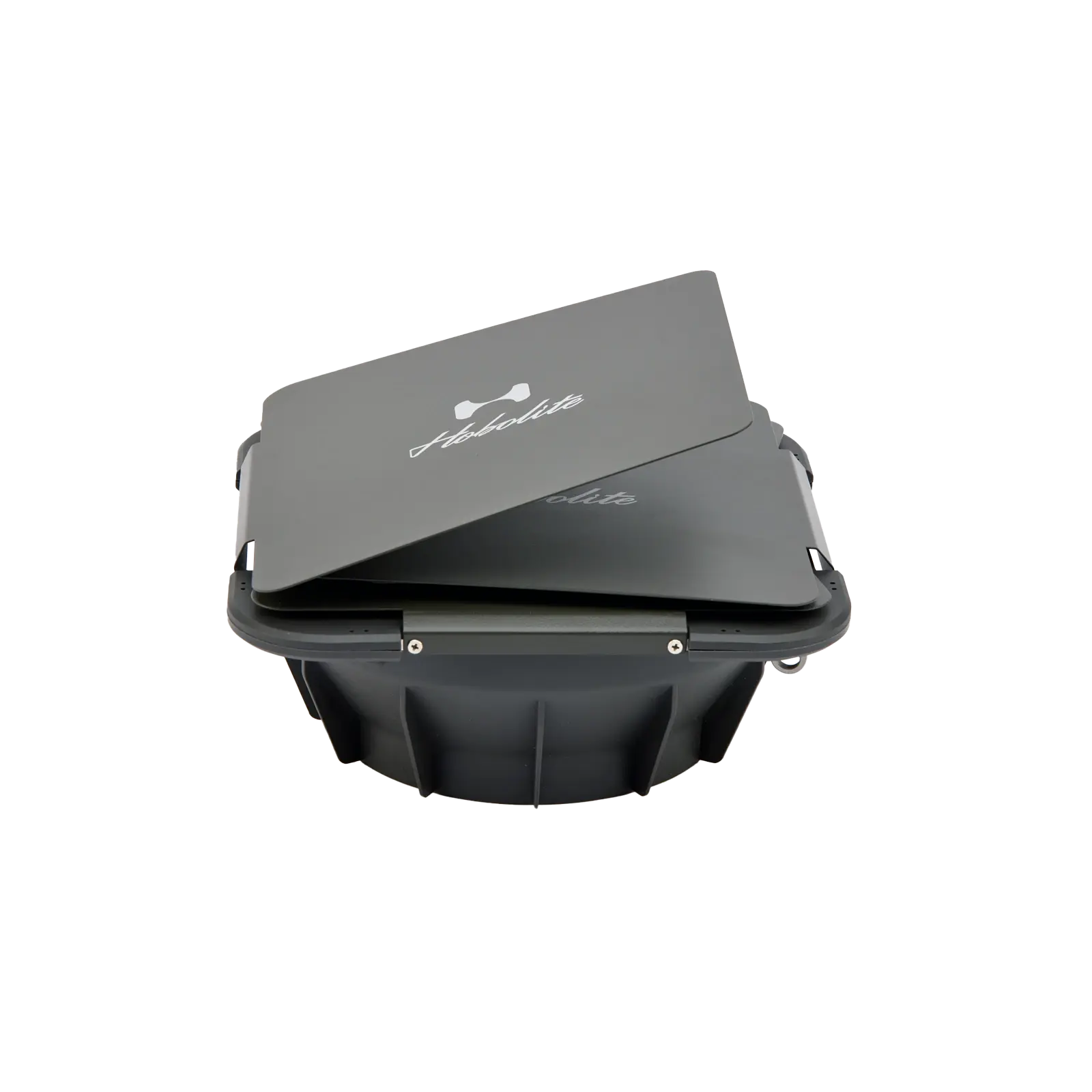 Hobolite Pro Barndoor Set featuring adjustable dark gray metal doors for precise light control and Hobolite logo, designed for photography.