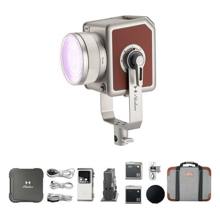 Harlowe Pro 300W Spectra RGBCW Studio Light Kit for controlled background color accents that support timeless content lighting