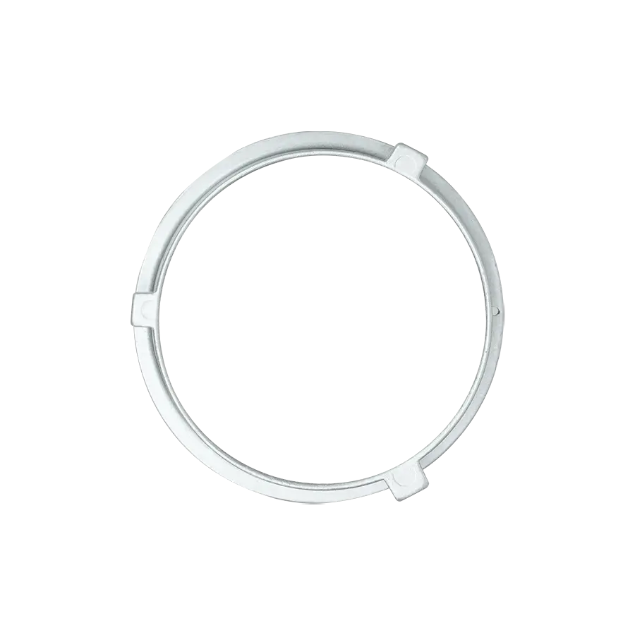 Silver cast aluminum quick release adapter for Bowens mount softboxes, featuring a matte finish and textured surface.