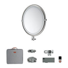 Harlowe Sol 100W Round LED Panel Light softly illuminating a creator studio setup