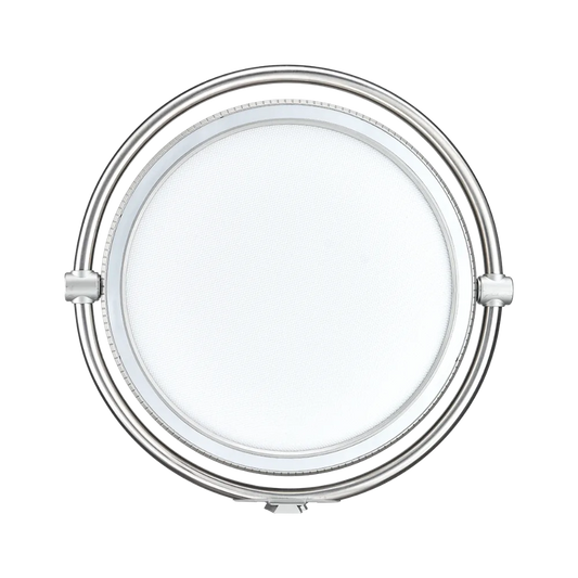 Harlowe Sol 40W Round LED Panel Light with silver frame and white diffusion surface.