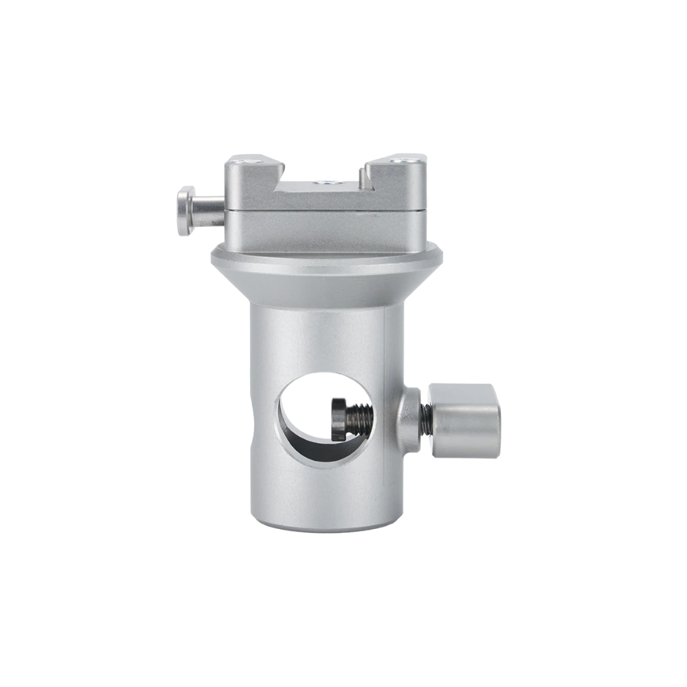 Harlowe Sol LED panel light silver aluminum mounting bracket with adjustable pivot and secure clamp for versatile positioning.